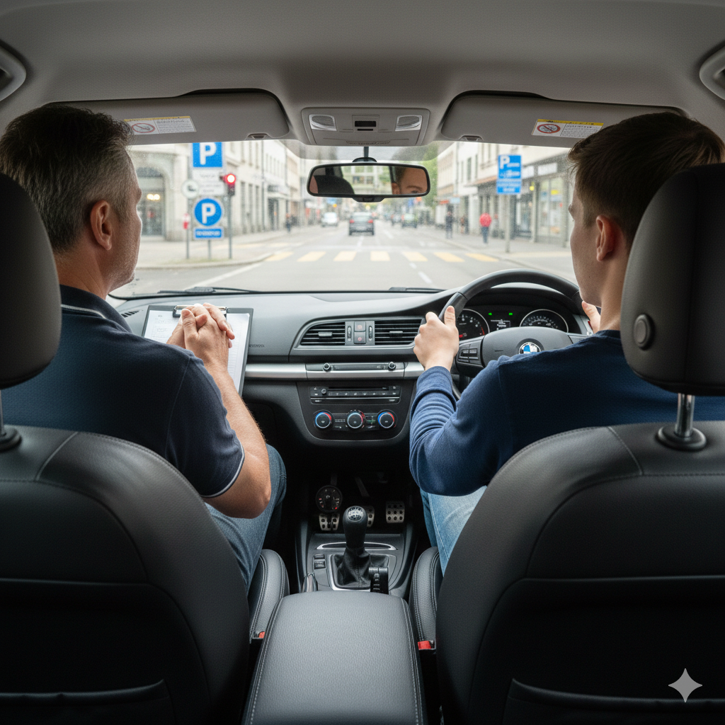 Practical driving exam in Switzerland with examiner